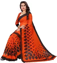 Beautiful Orange Georgette Printed Saree With Blouse Piece For Women-thumb4