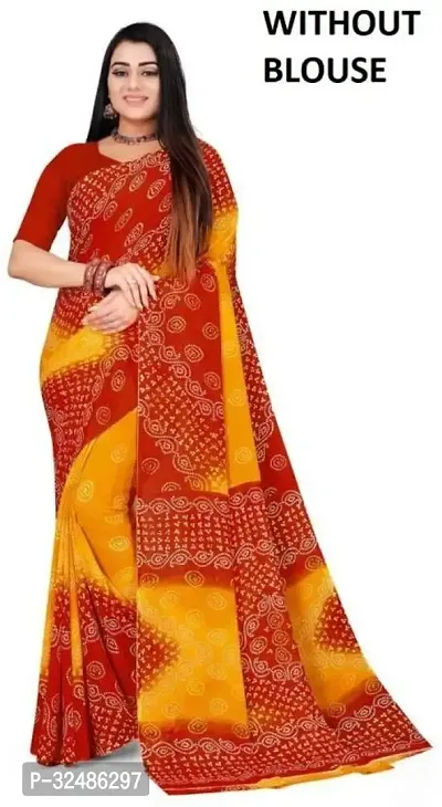 Beautiful Georgette Printed Saree Without Blouse Piece For Women-thumb0