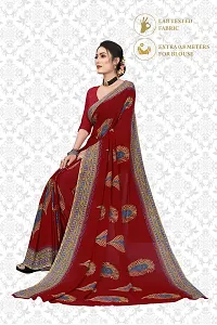 Elegant Red Georgette Saree with Blouse piece For Women-thumb3