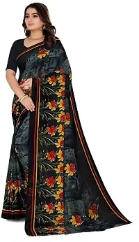 Elegant Multicoloured Georgette Saree with Blouse piece For Women-thumb1