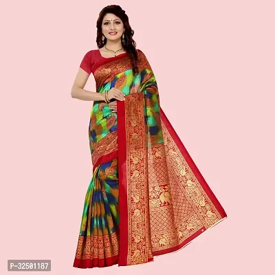 Stylish Multicoloured Art Silk Woven Design Saree with Blouse piece For Women-thumb0