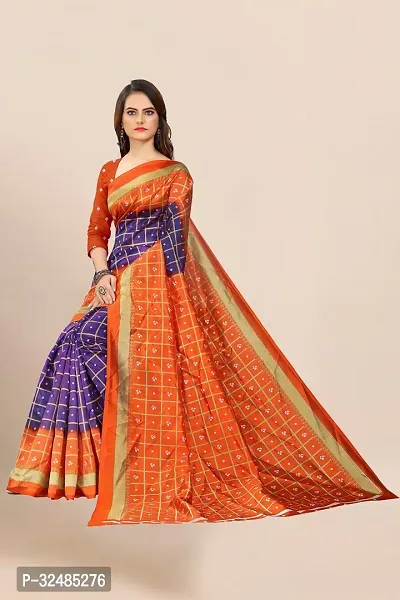 Elegant Art Silk Checked Saree with Blouse piece For Women-thumb5