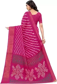 Beautiful Pink Cotton Silk Striped Saree With Blouse Piece For Women-thumb2