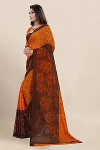 Stylish Orange Georgette Printed Saree with Blouse piece For Women-thumb2