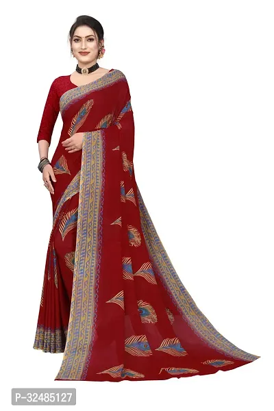 Elegant Georgette Printed Saree with Blouse piece For Women-thumb0