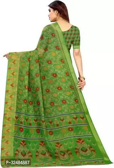 Elegant Cotton Silk Printed Saree with Blouse piece For Women-thumb2