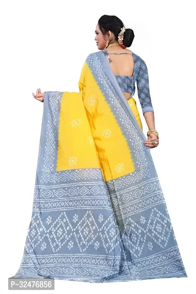 Beautiful Yellow Art Silk Digital Print Saree With Blouse Piece For Women-thumb2