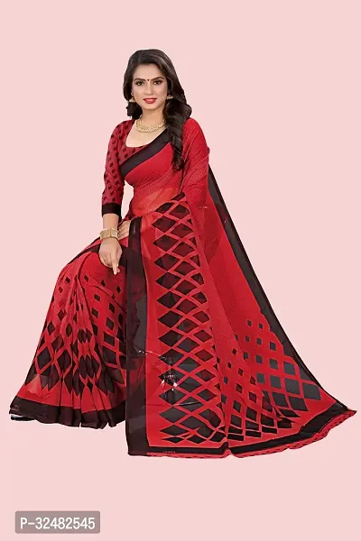 Stylish Red Georgette Printed Saree with Blouse piece For Women-thumb5