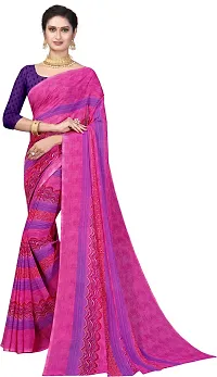 Beautiful Multicoloured Georgette Printed Saree With Blouse Piece For Women Pack Of 2-thumb1