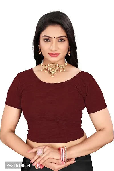 Reliable Maroon Lycra Blend Stitched Blouses For Women