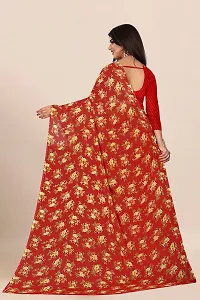 Stylish Red Georgette Printed Saree with Blouse piece For Women-thumb2