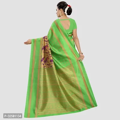 Stylish Green Art Silk Printed Saree with Blouse piece For Women-thumb3