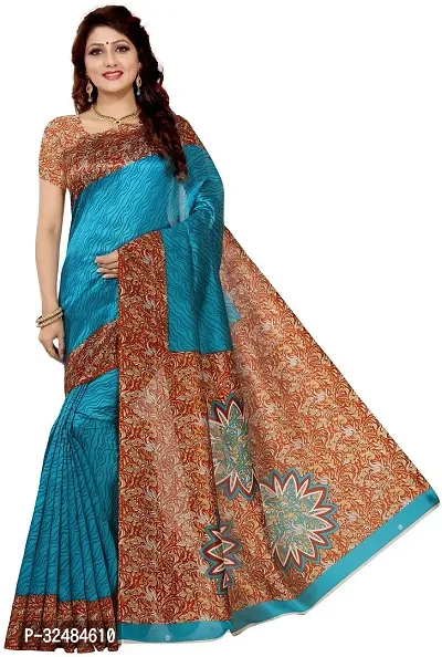 Elegant Art Silk Printed Saree with Blouse piece For Women