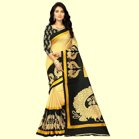 Trending Art Silk Saree with Blouse piece 