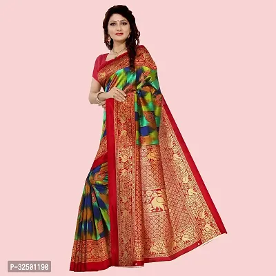 Stylish Multicoloured Art Silk Printed Saree with Blouse piece For Women-thumb4