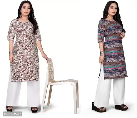 Stylish Crepe Stitched Kurta For Women Pack Of 2-thumb0