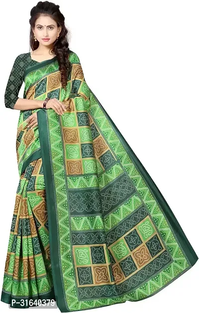 Elegant Green Art Silk Saree without Blouse piece For Women-thumb0