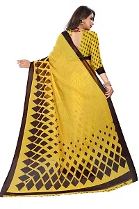 Beautiful Yellow Georgette Printed Saree With Blouse Piece For Women-thumb2