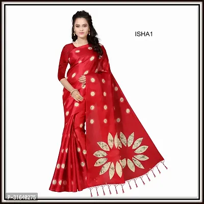 Elegant Red Art Silk Saree with Blouse piece For Women-thumb0