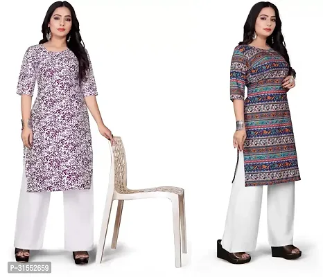 Stylish Crepe Stitched Kurta For Women Pack Of 2