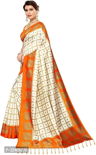 Elegant Art Silk Checked Saree with Blouse piece For Women-thumb2