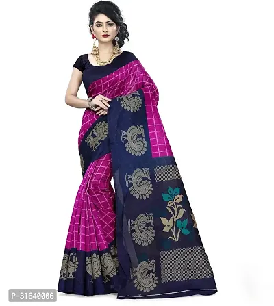 Elegant Purple Cotton Blend Saree without Blouse piece For Women-thumb0