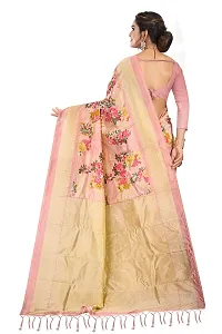 Beautiful Silk Blend Peach Printed  Saree with Blouse piece For Women-thumb2