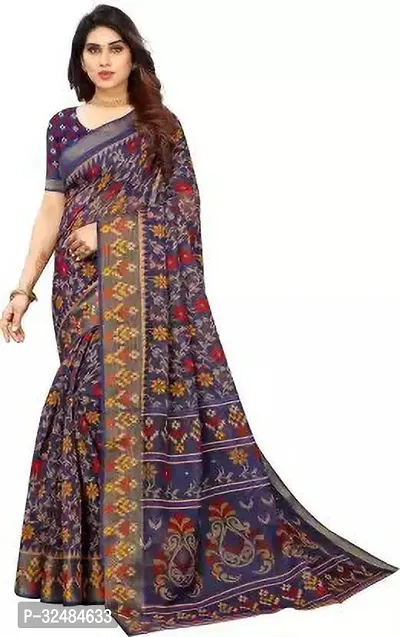 Elegant Cotton Silk Printed Saree with Blouse piece For Women-thumb0