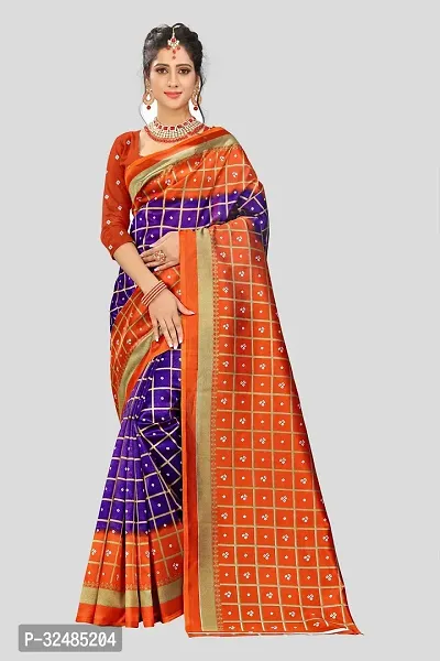 Elegant Art Silk Checked Saree with Blouse piece For Women-thumb0