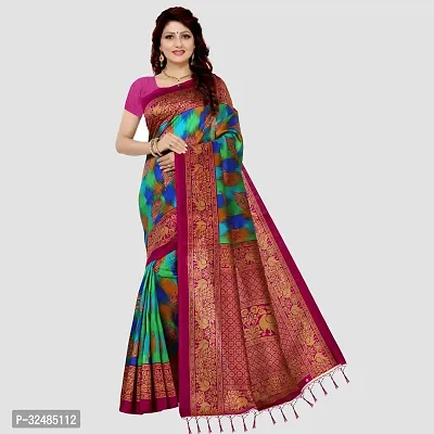 Elegant Art Silk Printed Saree with Blouse piece For Women-thumb0