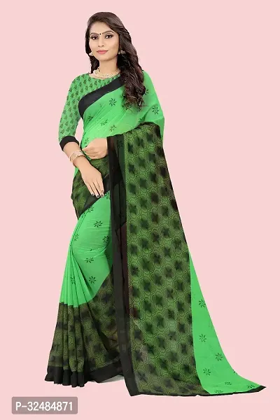 Elegant Georgette Printed Saree with Blouse piece For Women