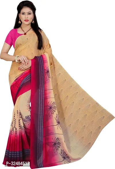 Elegant Georgette Printed Saree with Blouse piece For Women