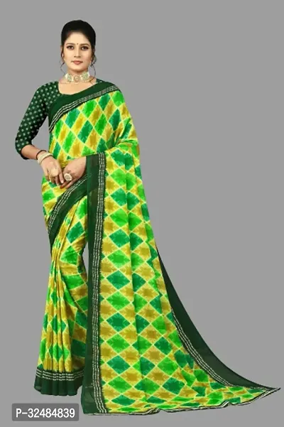 Elegant Georgette Printed Saree with Blouse piece For Women-thumb0