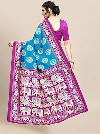 Beautiful Blue Art Silk Woven Design Saree With Blouse Piece For Women-thumb1