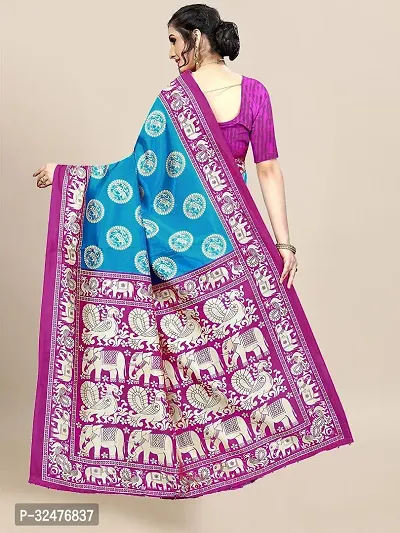 Beautiful Blue Art Silk Woven Design Saree With Blouse Piece For Women-thumb2