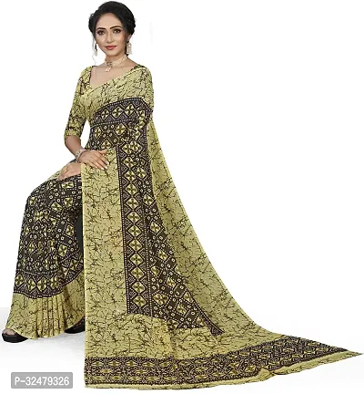 Beautiful Brown Georgette Printed Saree With Blouse Piece For Women-thumb4