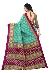 Stylish Turquoise Silk Blend Printed Saree with Blouse piece For Women-thumb2