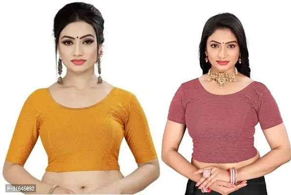 Reliable Multicoloured Lycra Blend Stitched Blouses For Women Pack Of 2-thumb0