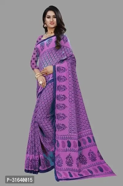 Elegant Violet Art Silk Saree without Blouse piece For Women-thumb0