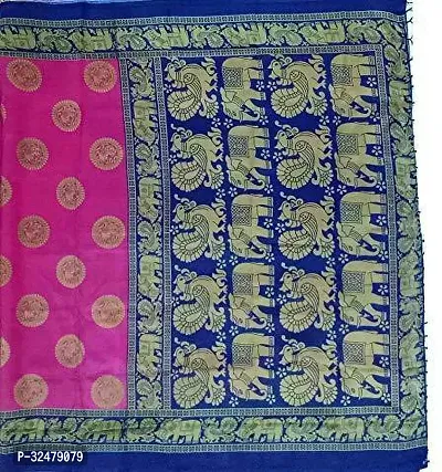 Beautiful Pink Art Silk Printed Saree With Blouse Piece For Women-thumb4