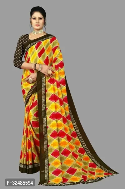 Elegant Georgette Printed Saree with Blouse piece For Women-thumb0