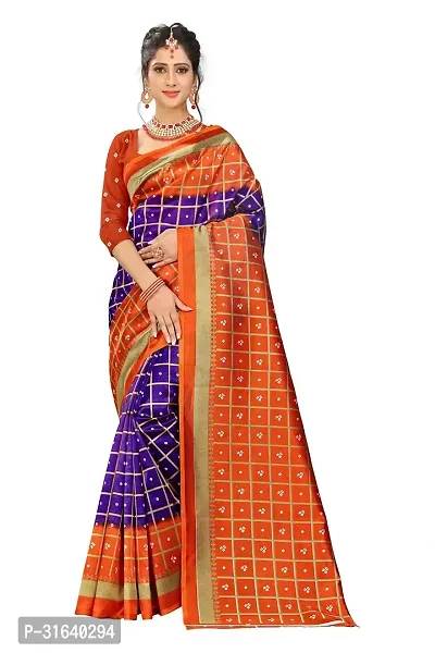 Elegant Orange Art Silk Saree without Blouse piece For Women-thumb0