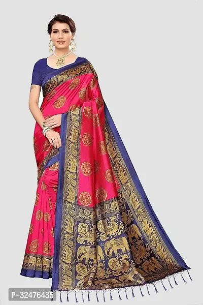 Elegant Pink Art Silk Self Pattern Saree With Blouse Piece For Women-thumb0