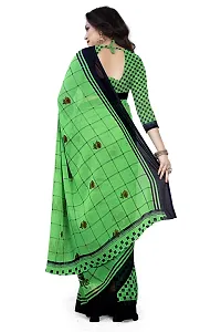 Beautiful Green Georgette Printed Saree With Blouse Piece For Women-thumb1