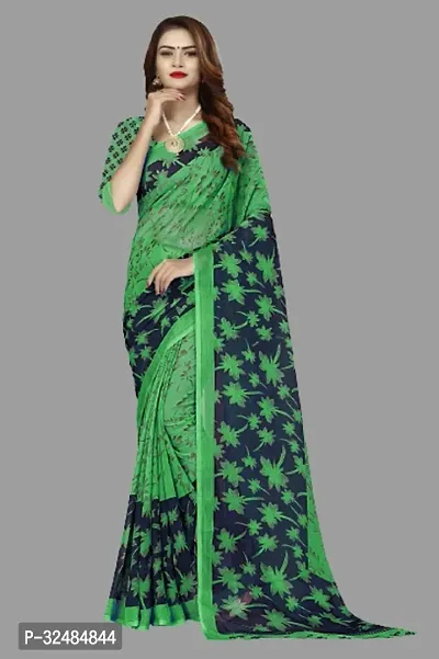 Elegant Georgette Printed Saree with Blouse piece For Women-thumb0