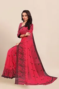 Beautiful Maroon Georgette Printed Saree With Blouse Piece For Women-thumb4