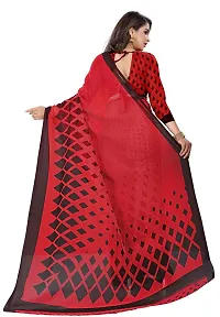 Beautiful Red Georgette Printed Saree With Blouse Piece For Women-thumb2