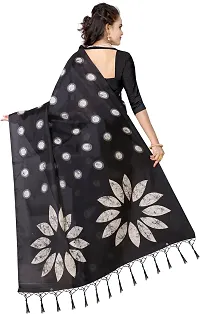 Beautiful Black Art Silk Printed Saree With Blouse Piece For Women-thumb1