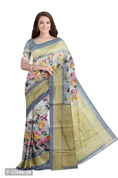 Elegant Grey Art Silk Saree without Blouse piece For Women