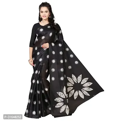 Elegant Black Art Silk Saree without Blouse piece For Women-thumb0